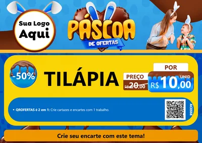 Modelo de Cartaz para Cartaz A4 Horizontal com o tema Páscoa de Ofertas para Peixaria
