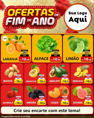Modelo de Rede Social para Feed Instagram com o tema Ofertas de Fim de Ano para Hortifrúti