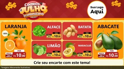 Modelo de TV para TV Horizontal com o tema Comece Julho Economizando para Hortifrúti