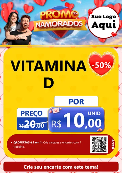 Modelo de Cartaz para Cartaz A4 Vertical com o tema Promo dos Namorados para Farmácia