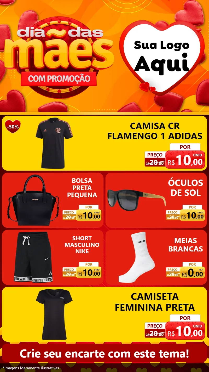 Modelo de TV para TV Vertical com o tema Dia das Mães com Promoção para Roupas e acessórios