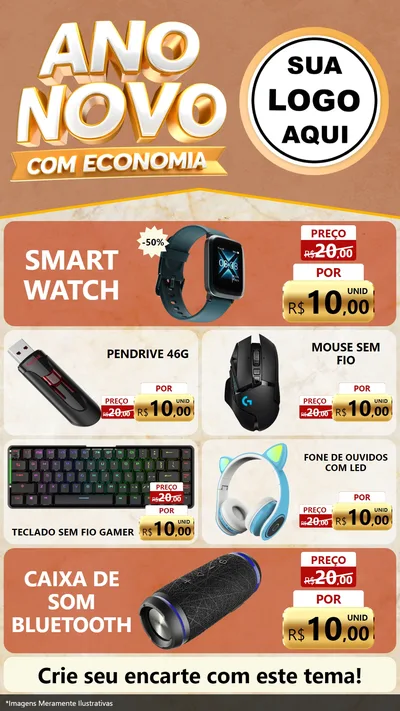 Modelo de TV para TV Vertical com o tema Ano Novo Com Economia para Informática