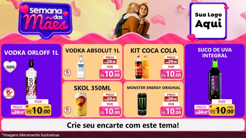 Modelo de TV para TV Horizontal com o tema Semana das Mães para Distribuidora de bebidas