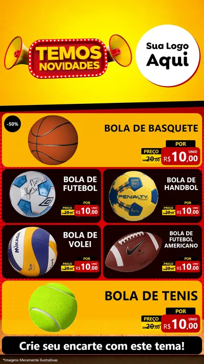 Modelo de TV para TV Vertical com o tema Temos Novidades para Artigos Esportivos
