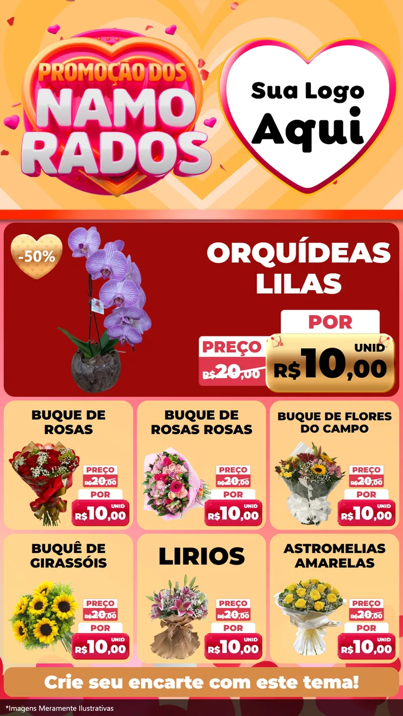 Modelo de Rede Social para Stories com o tema Promoção dos Namorados para Floricultura e jardim