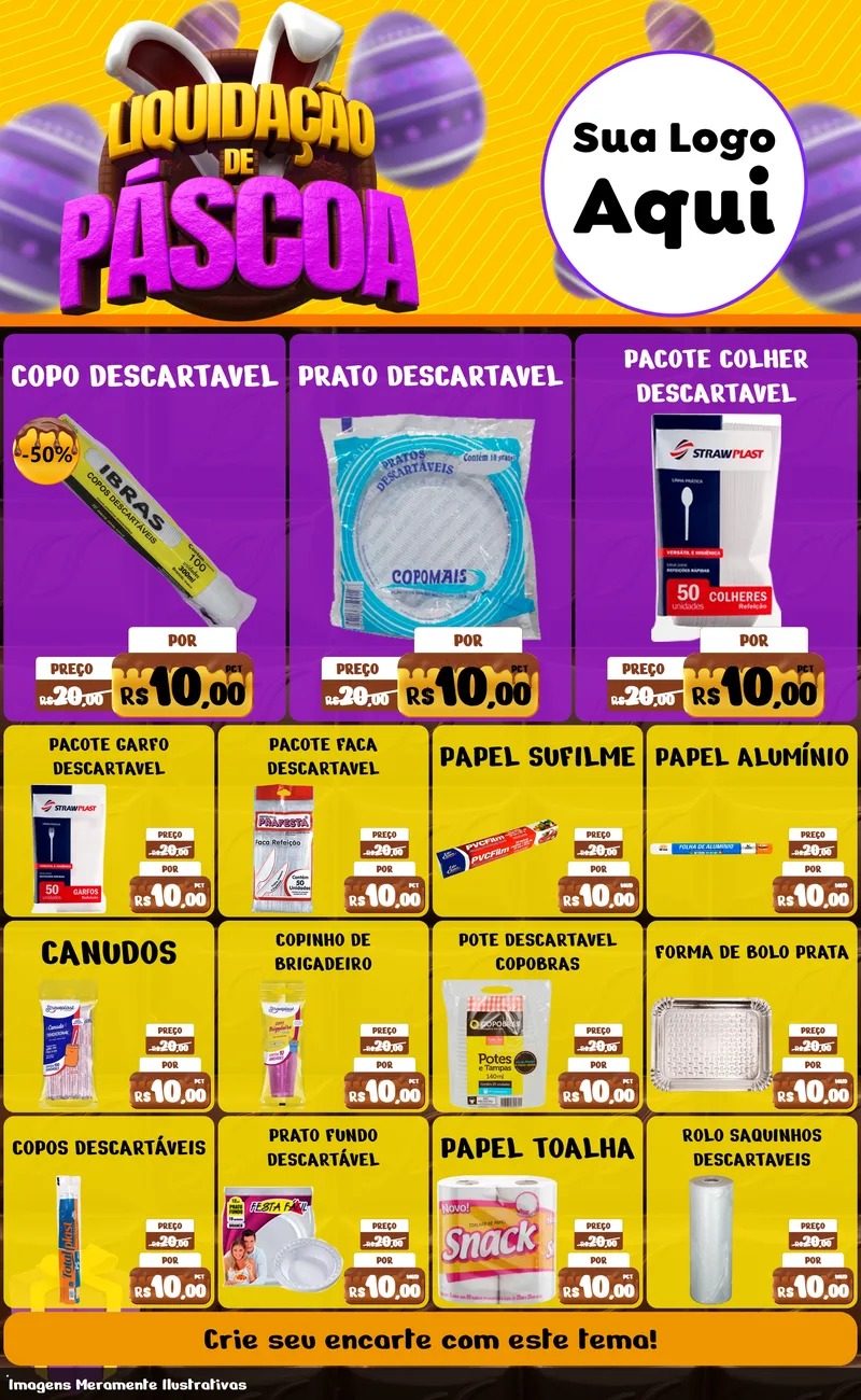 Modelo de Encarte para Encarte Grande com o tema Liquidação de Páscoa para Embalagens