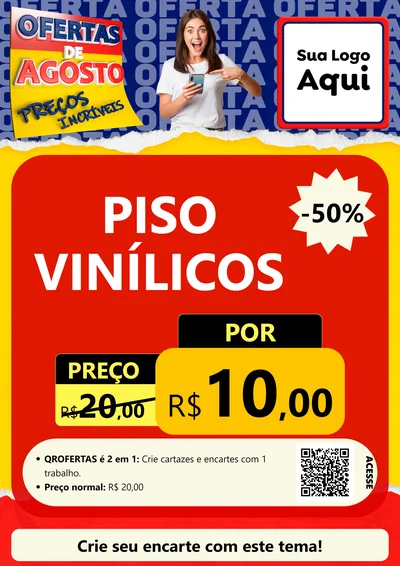 Modelo de Cartaz para Cartaz A4 Vertical com o tema Ofertas de Agosto - Preços Incríveis para Material para Construção