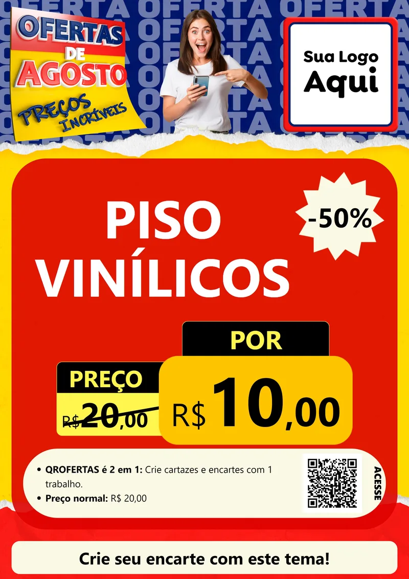 Modelo de Cartaz para Cartaz A4 Vertical com o tema Ofertas de Agosto - Preços Incríveis para Material para Construção