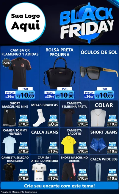 Modelo de Encarte para Encarte Grande com o tema Black Friday para Roupas e acessórios