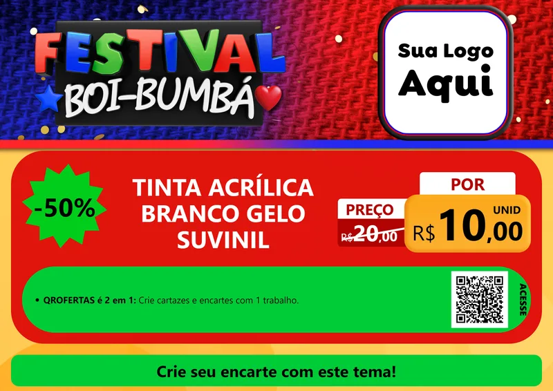 Modelo de Cartaz para Cartaz A4 Horizontal com o tema Festival Boi-Bumbá para Tintas e Ferramentas