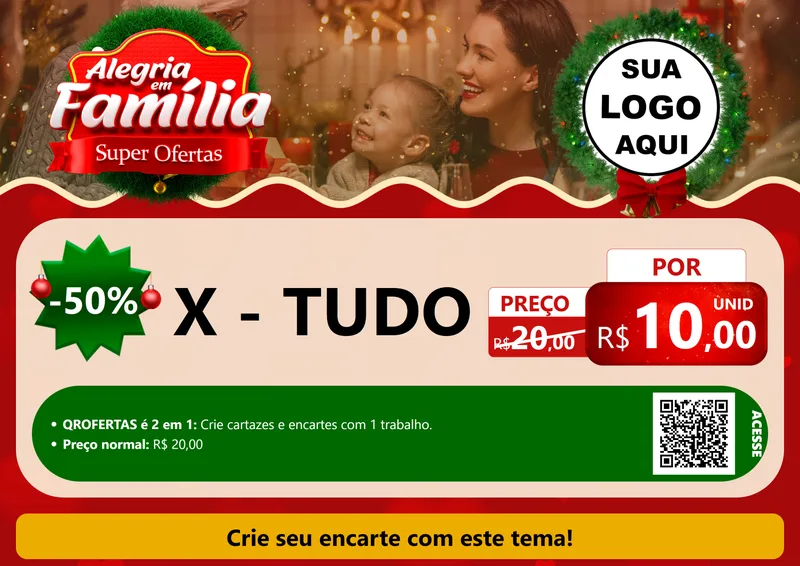 Modelo de Cartaz para Cartaz A4 Horizontal com o tema Alegria Em Família - Super Ofertas para Hamburgueria