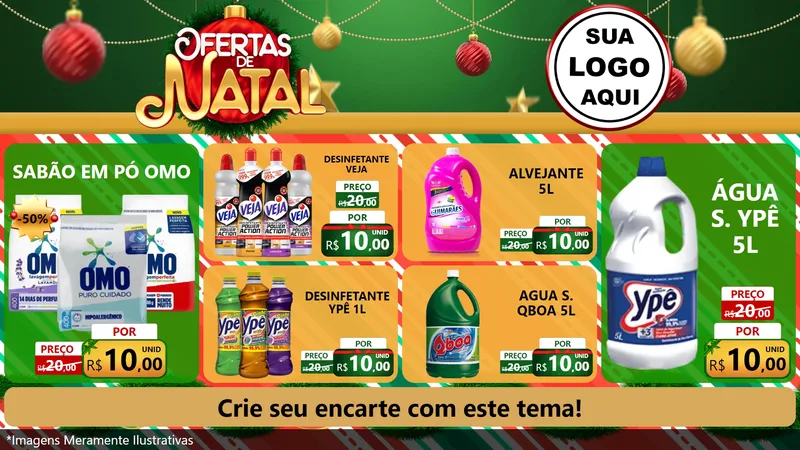 Modelo de TV para TV Horizontal com o tema Ofertas de Natal para Produtos de Limpeza