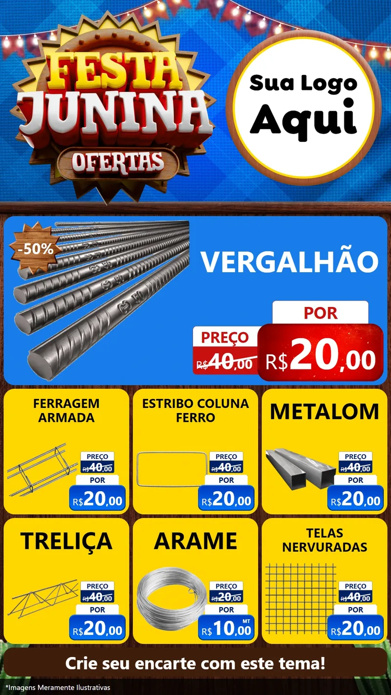 Modelo de Rede Social para Stories com o tema Festa Junina Ofertas para Ferragens