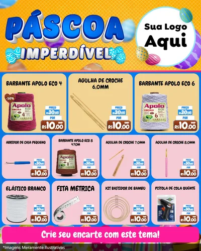 Modelo de Rede Social para Feed Instagram com o tema Páscoa Imperdível para Armarinho e Aviamentos