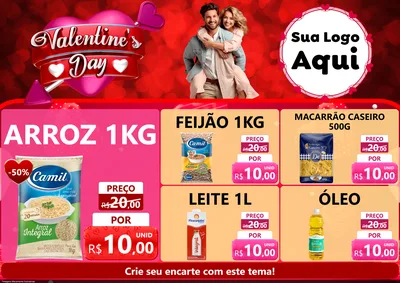 Modelo de Encarte para Encarte A4 Horizontal com o tema Valentine's Day para Supermercado