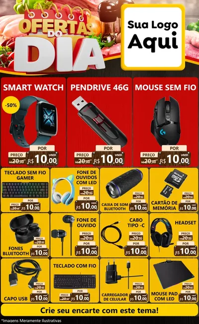 Modelo de Encarte para Encarte Grande com o tema Ofertas do Dia para Informática