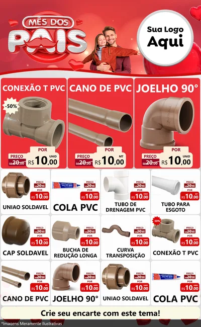 Modelo de Encarte para Encarte Grande com o tema Mês dos Pais para Tubos e conexões