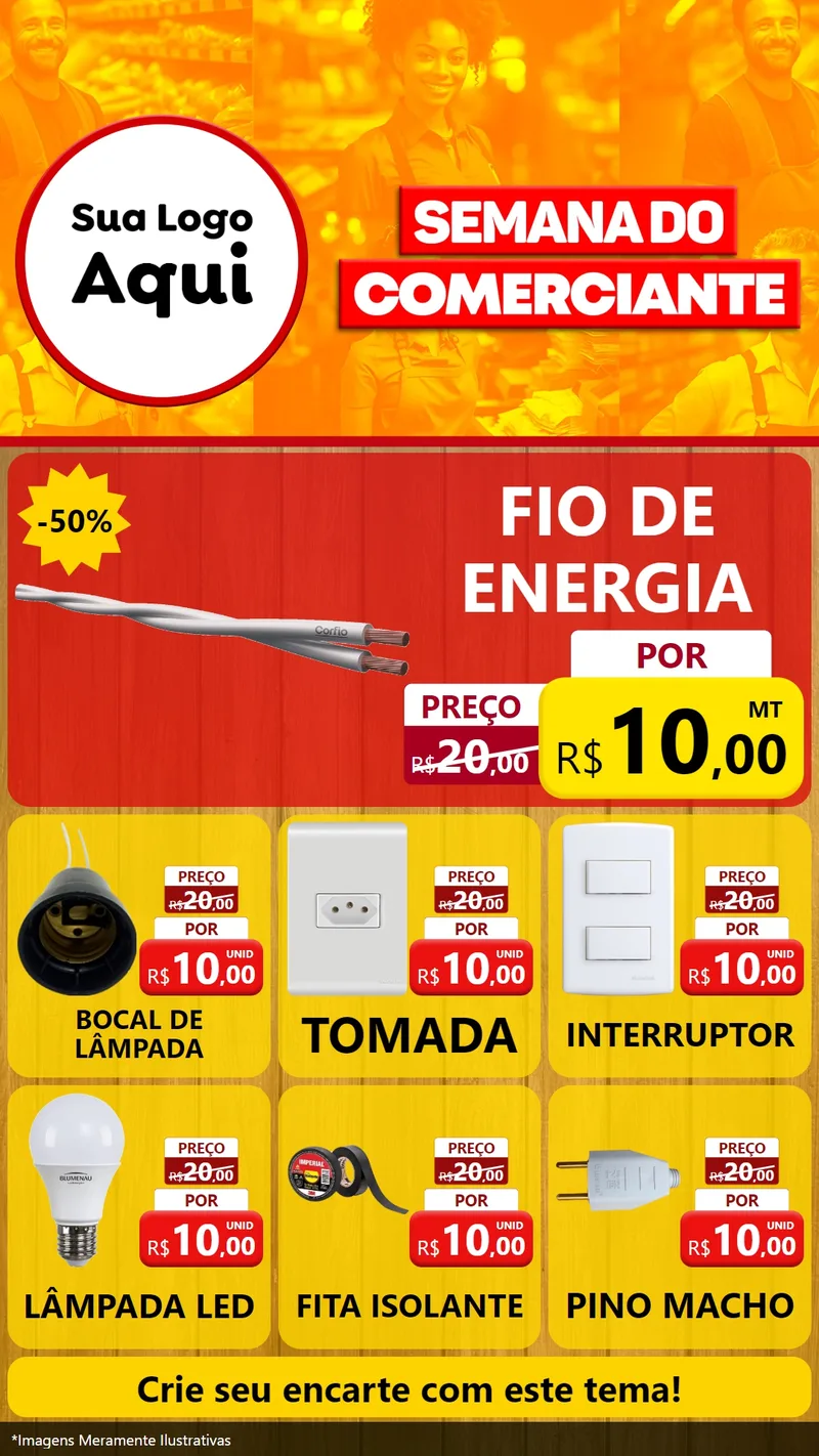 Modelo de Rede Social para Stories com o tema Semana do Comerciante para Materiais Elétricos