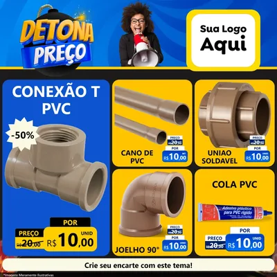 Modelo de Rede Social para Feed Facebook com o tema Detona Preços para Tubos e conexões