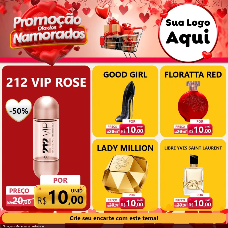Modelo de Rede Social para Feed Facebook com o tema Promoção Dia dos Namorados para Perfumes