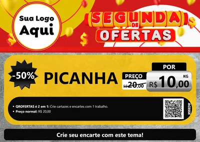Modelo de Cartaz para Cartaz A4 Horizontal com o tema Segunda de Ofertas para Açougue