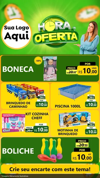 Modelo de TV para TV Vertical com o tema Hora da Oferta para Brinquedos