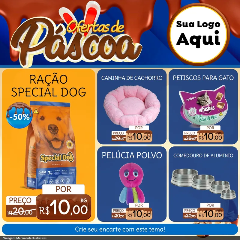 Modelo de Rede Social para Feed Facebook com o tema Ofertas de Páscoa para Pet Shop