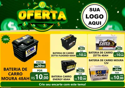 Modelo de Encarte para Encarte A4 Horizontal com o tema Oferta para Baterias Elétricas