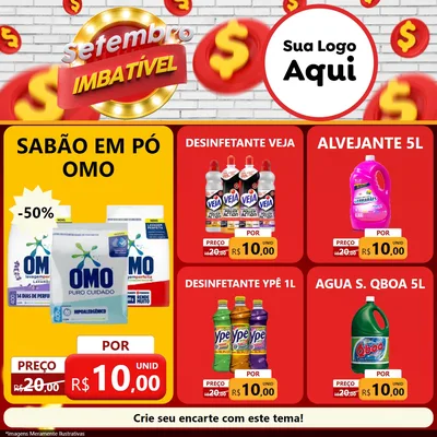 Modelo de Rede Social para Feed Facebook com o tema Setembro Imbatível para Produtos de Limpeza