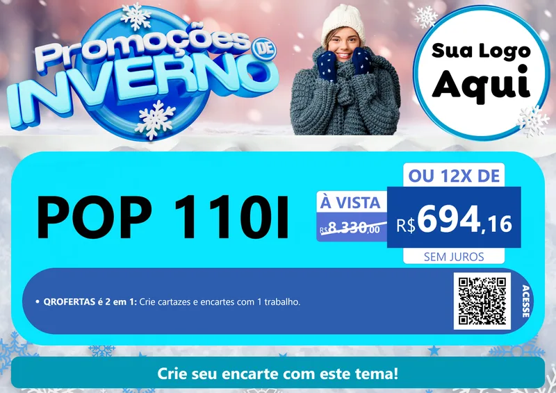 Modelo de Cartaz para Cartaz A4 Horizontal com o tema Promoções de Inverno para Concessionaria de Motos