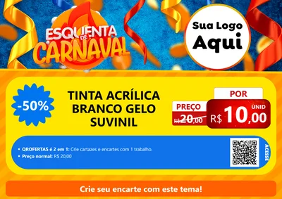 Modelo de Cartaz para Cartaz A4 Horizontal com o tema Esquenta de Carnaval para Tintas e Ferramentas