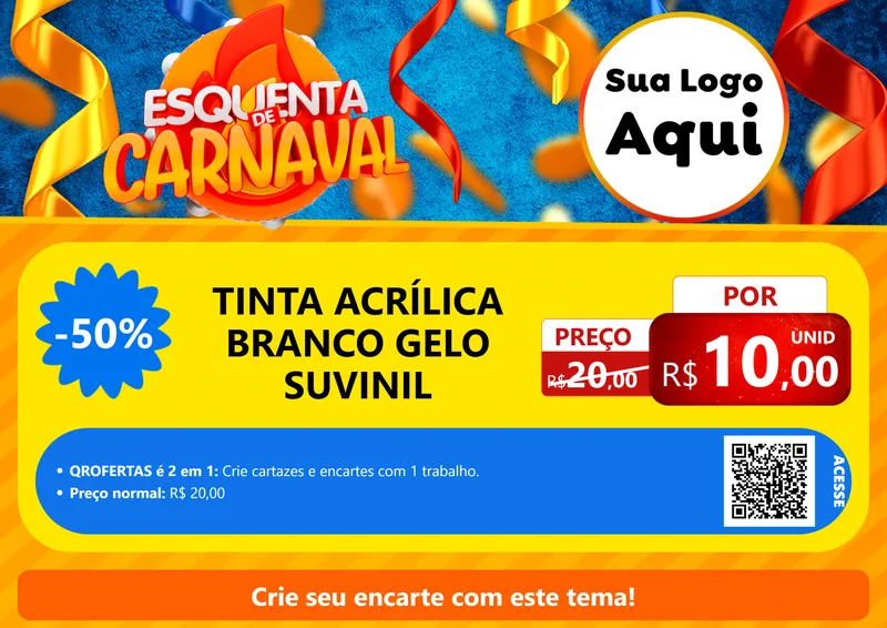 Modelo de Cartaz para Cartaz A4 Horizontal com o tema Esquenta de Carnaval para Tintas e Ferramentas
