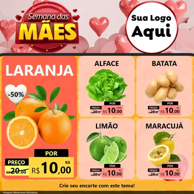 Modelo de Rede Social para Feed Facebook com o tema Semana das Mães para Hortifrúti