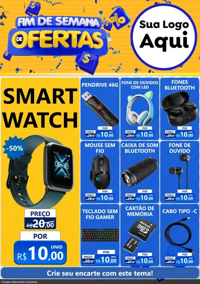 Modelo de Encarte para Encarte A4 Vertical com o tema Fim de Semana de Ofertas para Informática