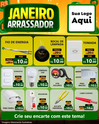 Modelo de Rede Social para Feed Instagram com o tema Janeiro Arrasador para Materiais Elétricos