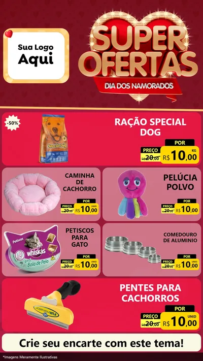 Modelo de TV para TV Vertical com o tema Dia dos Namorados para Pet Shop