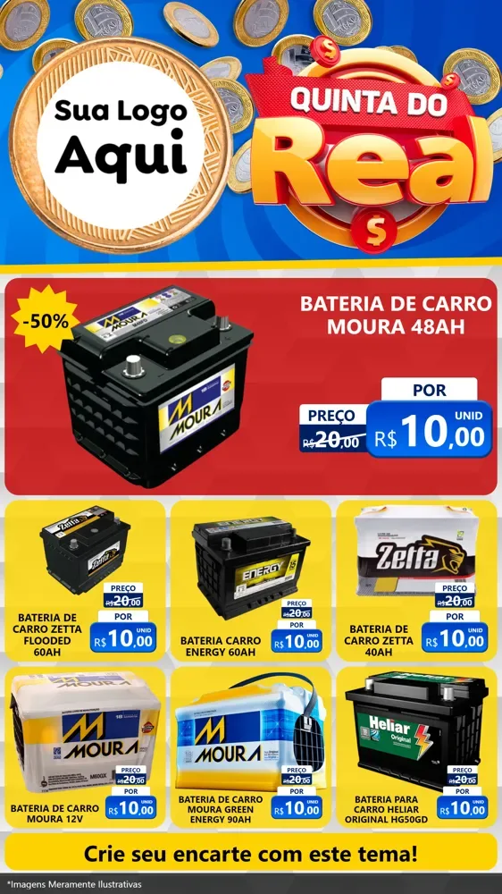 Modelo de Rede Social para Stories com o tema Quinta do Real para Baterias Elétricas