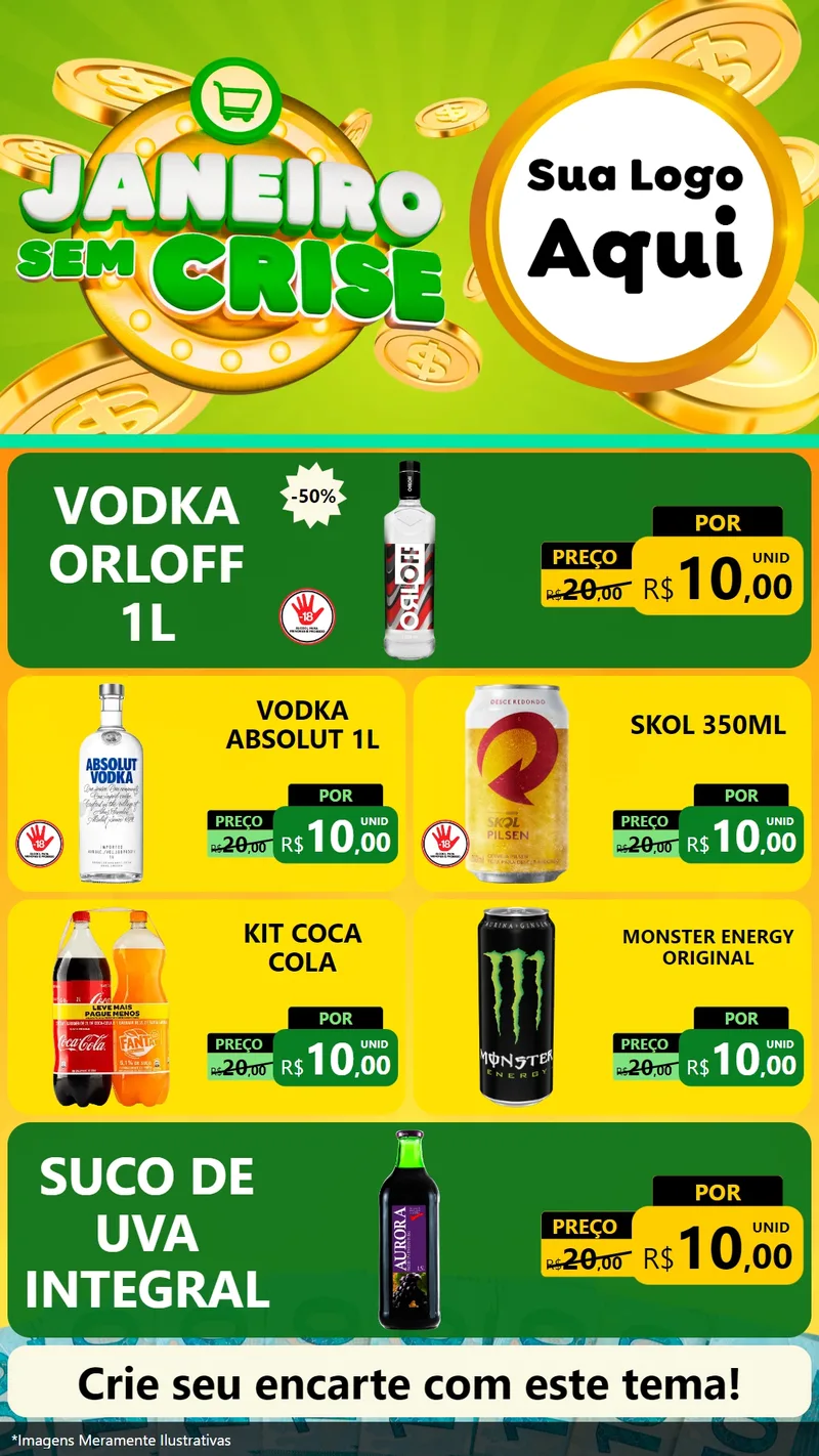Modelo de TV para TV Vertical com o tema Janeiro Sem Crise para Distribuidora de bebidas
