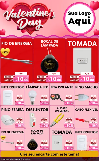 Modelo de Encarte para Encarte Grande com o tema Valentine's Day para Materiais Elétricos