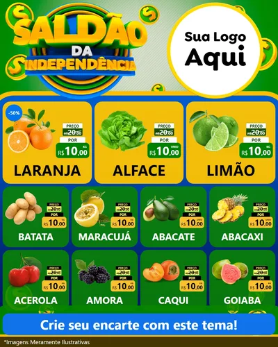 Modelo de Rede Social para Feed Instagram com o tema Saldão da Indepêndencia para Hortifrúti