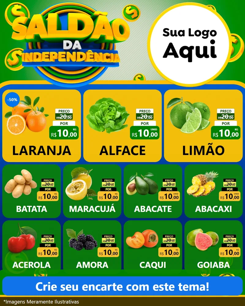 Modelo de Rede Social para Feed Instagram com o tema Saldão da Indepêndencia para Hortifrúti