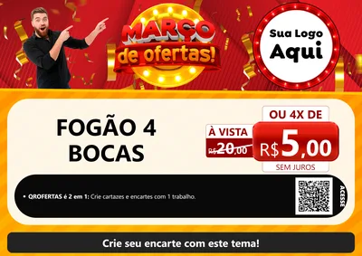 Modelo de Cartaz para Cartaz A4 Horizontal com o tema Março de Ofertas! para Móveis e Eletro