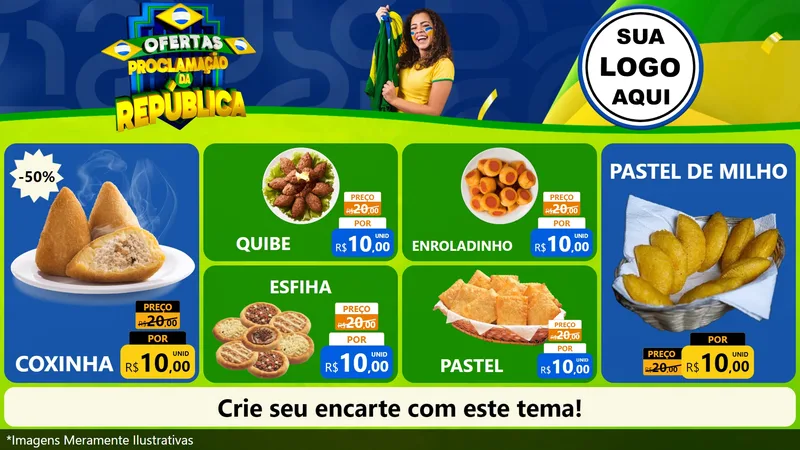 Modelo de TV para TV Horizontal com o tema Ofertas Proclamação da República para Salgadaria