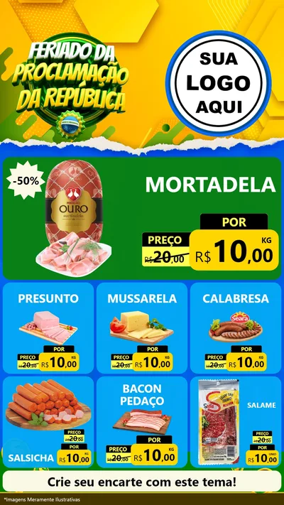Modelo de Rede Social para Stories com o tema Feriado da Proclamação da República para Frios e Laticínios