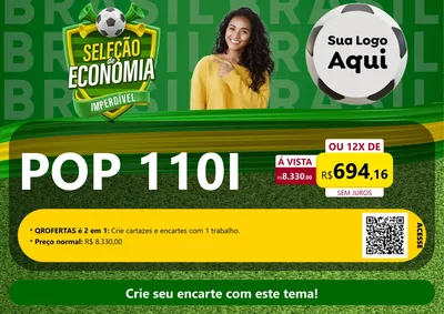 Modelo de Cartaz para Cartaz A4 Horizontal com o tema Seleção de Economia - Copa para Concessionaria de Motos