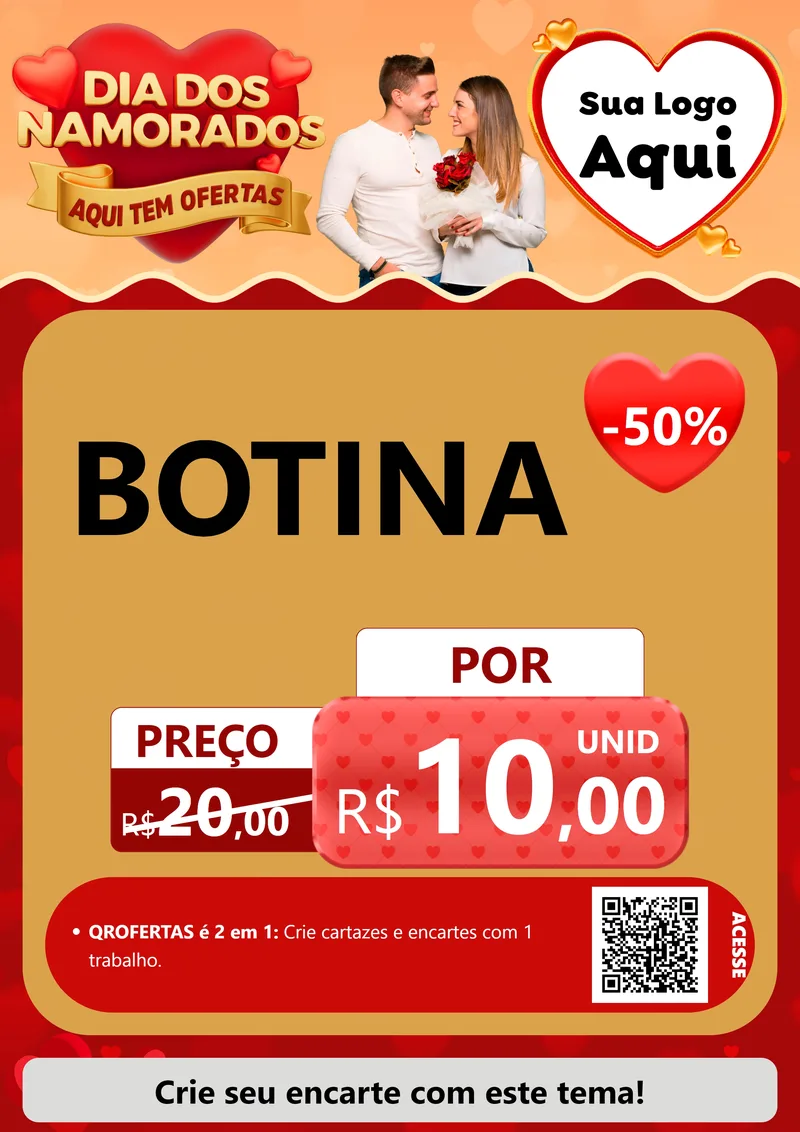 Modelo de Cartaz para Cartaz A4 Vertical com o tema Dia dos Namorados - Aqui Tem Ofertas para Agropecuária