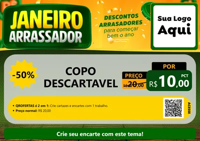Modelo de Cartaz para Cartaz A4 Horizontal com o tema Janeiro Arrasador para Embalagens