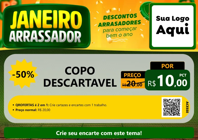 Modelo de Cartaz para Cartaz A4 Horizontal com o tema Janeiro Arrasador para Embalagens