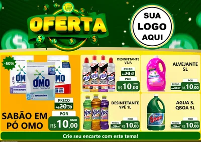 Modelo de Encarte para Encarte A4 Horizontal com o tema Oferta para Produtos de Limpeza