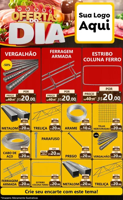 Modelo de Encarte para Encarte Grande com o tema Ofertas do Dia para Ferragens